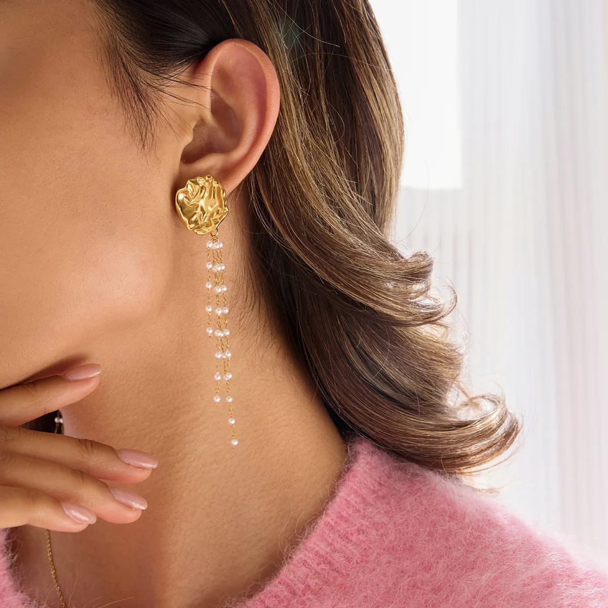 Royal Pearl Tassel Earrings