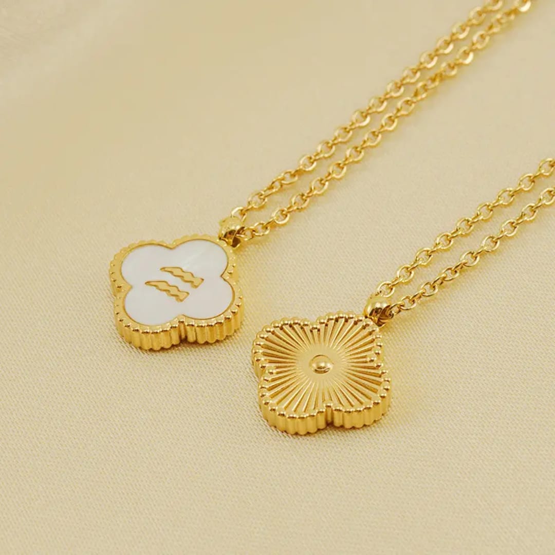 Reversible Zodiac Clover Necklace