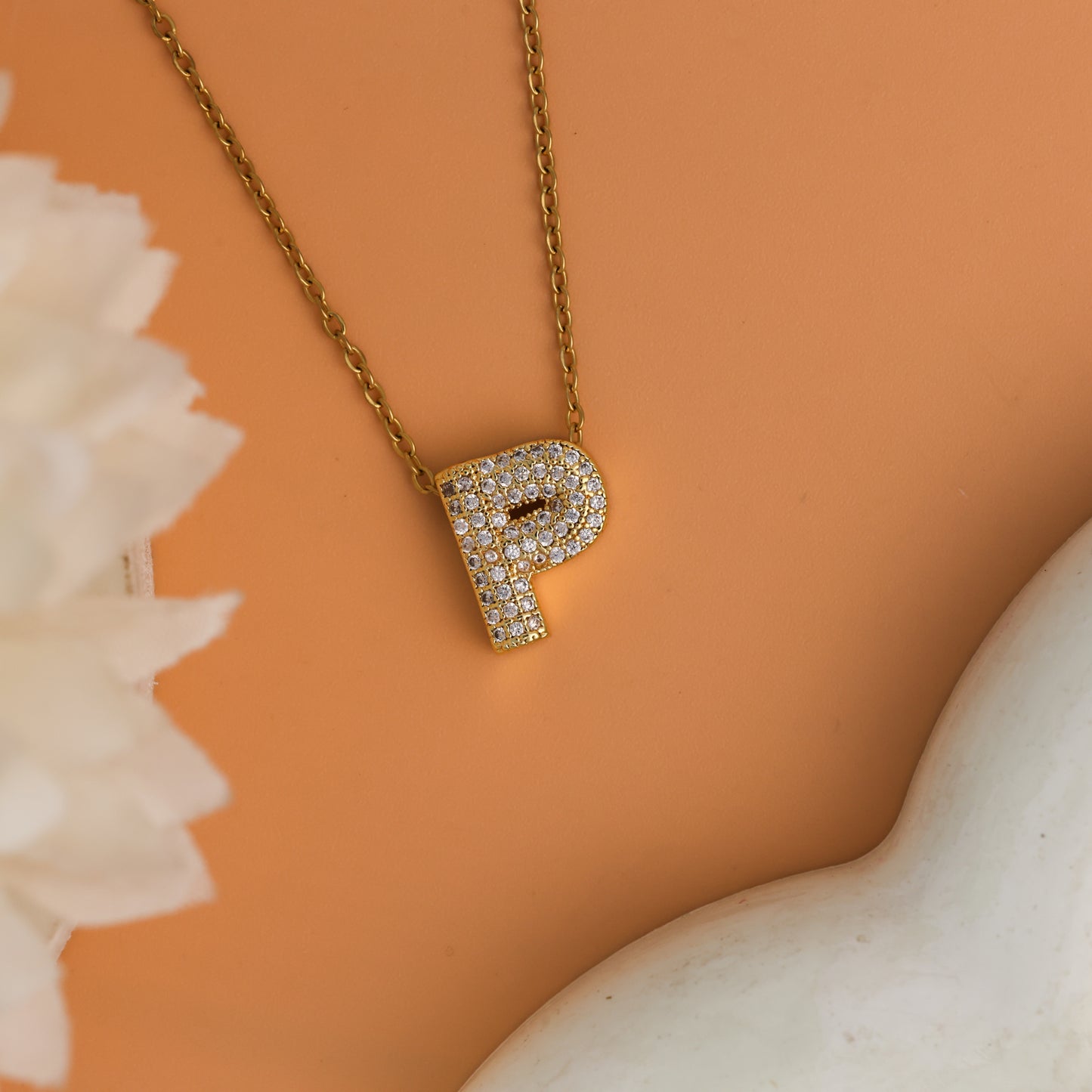 Studded initial Necklace