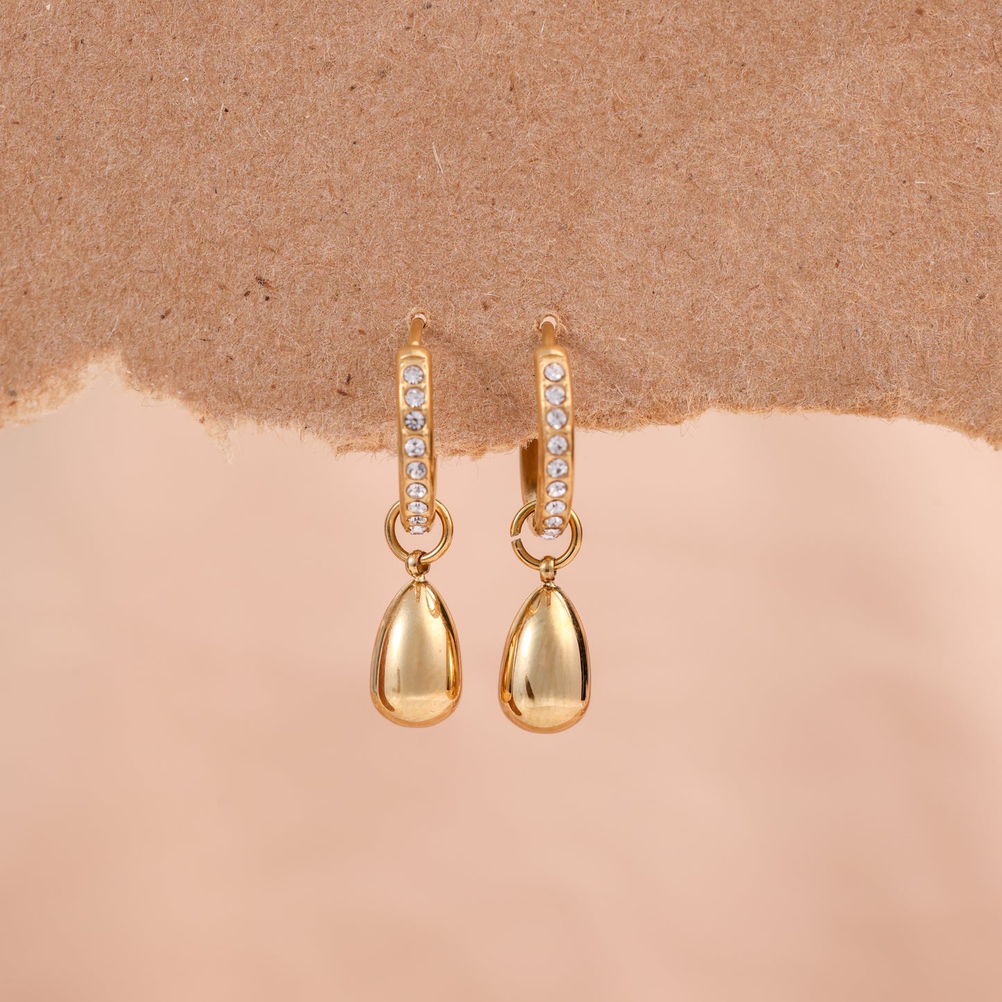 Golden Tear-drop Earrings