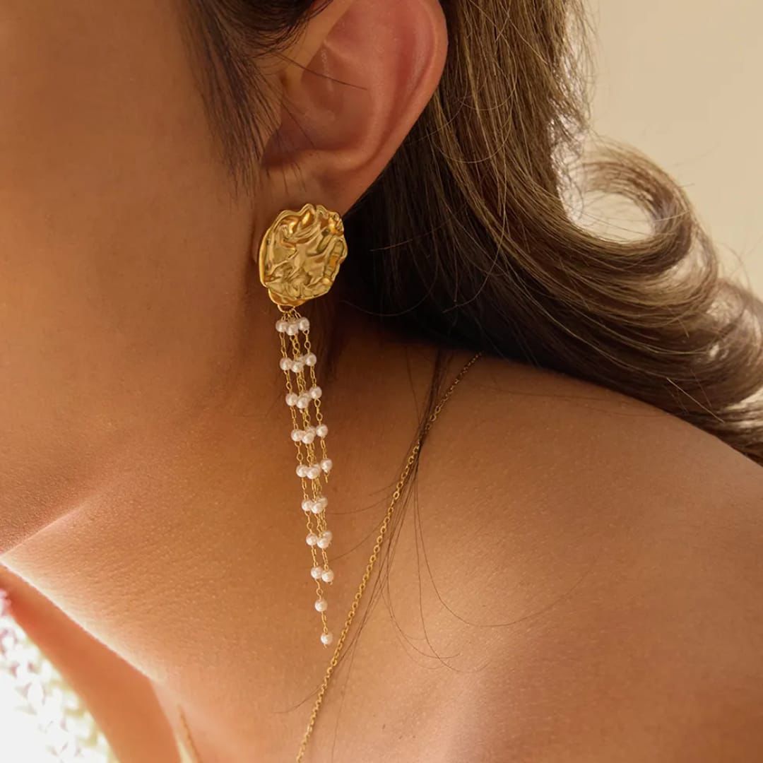 Royal Pearl Tassel Earrings