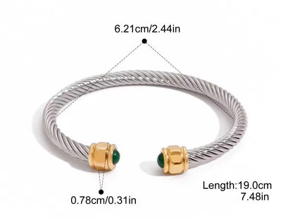 Silver Emerald Loop Bracelet