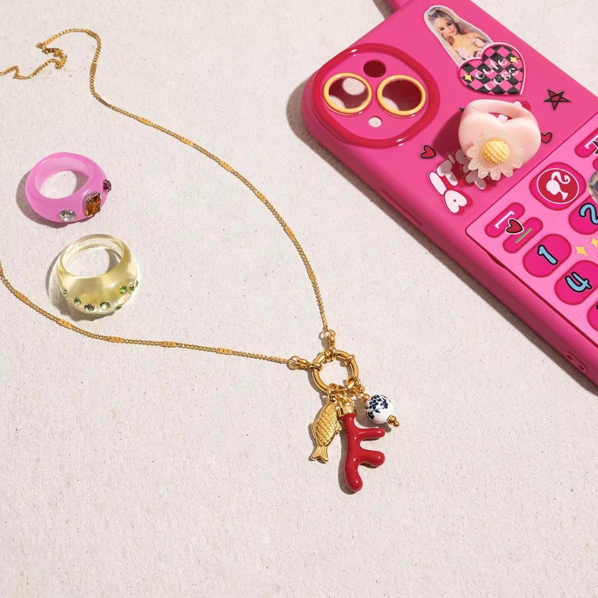 Charm Cascade  Necklace